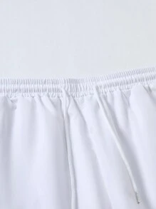 Manfinity RSRT 男士印花襯衫和腰部抽繩短褲 - 紅白色 - 查看 6