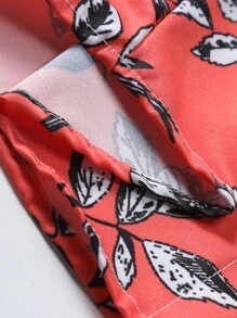 Manfinity RSRT 男士印花襯衫和腰部抽繩短褲 - 紅白色 - 查看 7