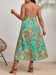 SHEIN VCAY Plus Tropical Print Cami Dress - Multicolor - View 2