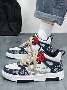 2024 New Hot Selling Holiday Explosion Model Special Offer All-Season Plus Size Men Skateboarding Shoes, Lightweight Men's Leather Upper Sports Shoes, High-Top Thick Sole Large Size Sneakers, Colorblock Platform Casual Shoes, Anti-Slip Outdoor Sports Shoes, Lace-Up Streetwear Youth Trainers, Multi-Color Combination Children School Shoes For Boys - Multicolor - View 3