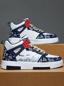 2024 New Hot Selling Holiday Explosion Model Special Offer All-Season Plus Size Men Skateboarding Shoes, Lightweight Men's Leather Upper Sports Shoes, High-Top Thick Sole Large Size Sneakers, Colorblock Platform Casual Shoes, Anti-Slip Outdoor Sports Shoes, Lace-Up Streetwear Youth Trainers, Multi-Color Combination Children School Shoes For Boys - Multicolor - View 2