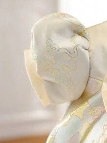 SHEIN Glamorique Kids Bébé Fille Robe De Soirée Imprimé Floral À Nœud Papillon Manches Bouffantes