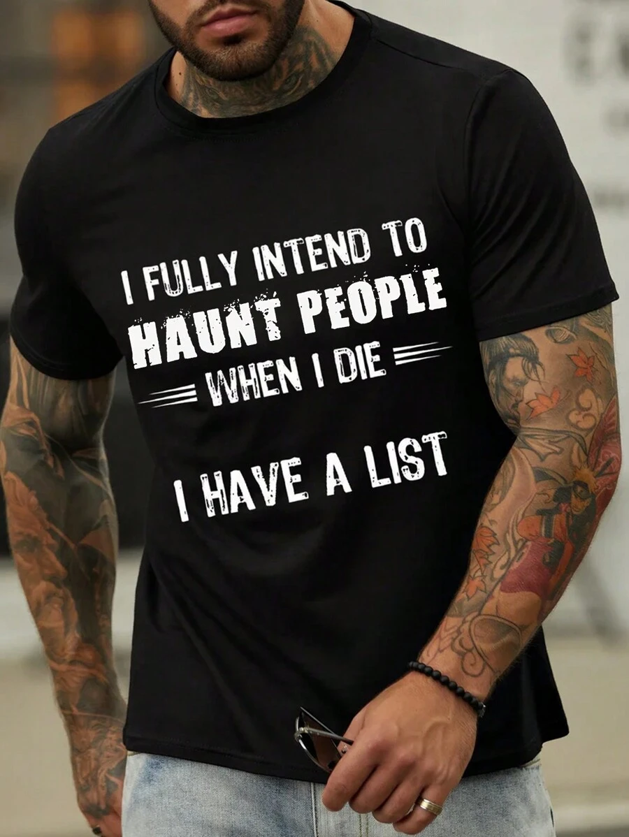 Áo thun & Áo lót Nam Slogan Giải trí - màu đen - Xem 1