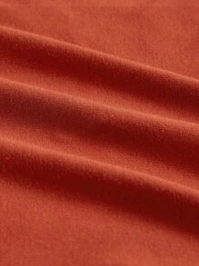 SHEIN BASICS Áo thun nữ màu trơn Giải trí - Rỉ Nâu - Xem 6