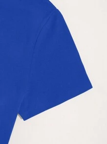 SHEIN Unity 字母圖案短袖T恤 - 藍色 - 查看 4