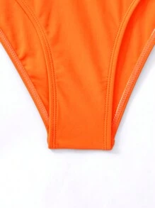 SHEIN Swim Summer Beach Ruffle Trim Push Up Bikini Set, Bathing Suit - Orange - View 8