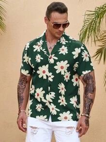 Manfinity RSRT Men Plus Floral Print Shirt - Green - View 1