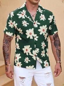 Manfinity RSRT Men Plus Floral Print Shirt - Green - View 6