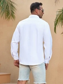 Manfinity Homme Áo sơ mi Nam Nút phía trước Sọc ca rô Giải trí - trắng - Xem 2