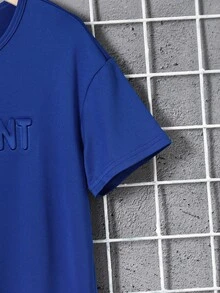 SHEIN Tween Boy Letter Embossed Tee - Blue - View 6