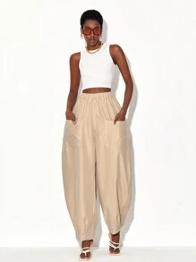 GYD studio 雙口袋側吊襠褲 - 卡其色 - 查看 1