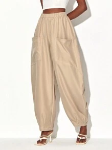 GYD studio 雙口袋側吊襠褲 - 卡其色 - 查看 3