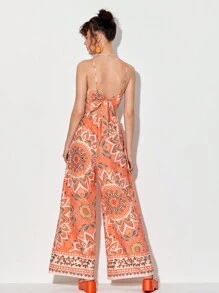 Susan Wang Studio 印花吊帶短上衣和闊腿褲 - 彩色 - 查看 2