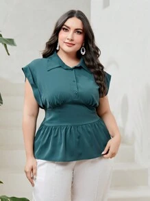Modelyn Plus Batwing Sleeve Peplum Blouse