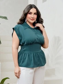 Modelyn Plus Batwing Sleeve Peplum Blouse