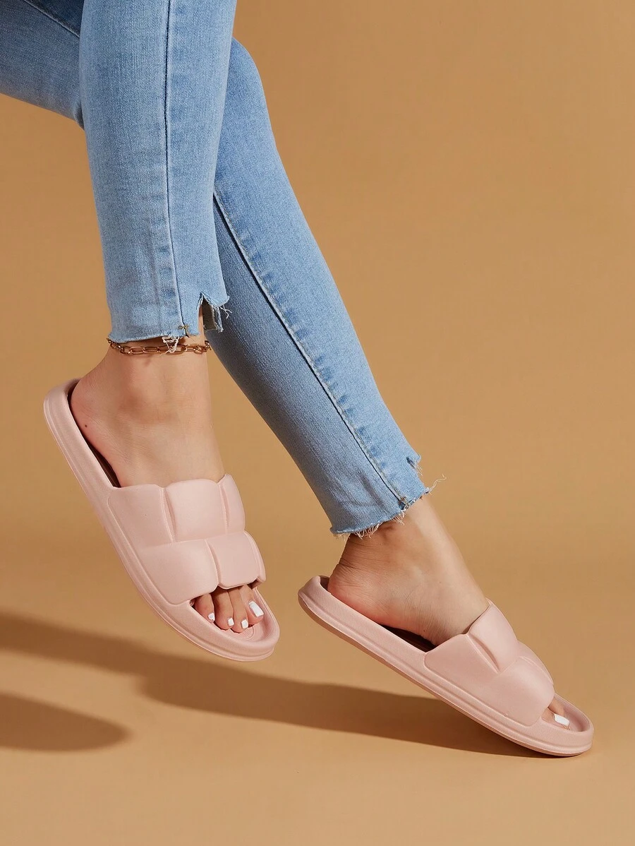 時尚女士花瓣設計厚底、降噪、防滑室內家居浴室拖鞋,適合戶外穿著 - 白色 - 查看 1