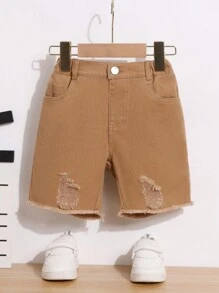 小男童破洞毛邊牛仔短褲