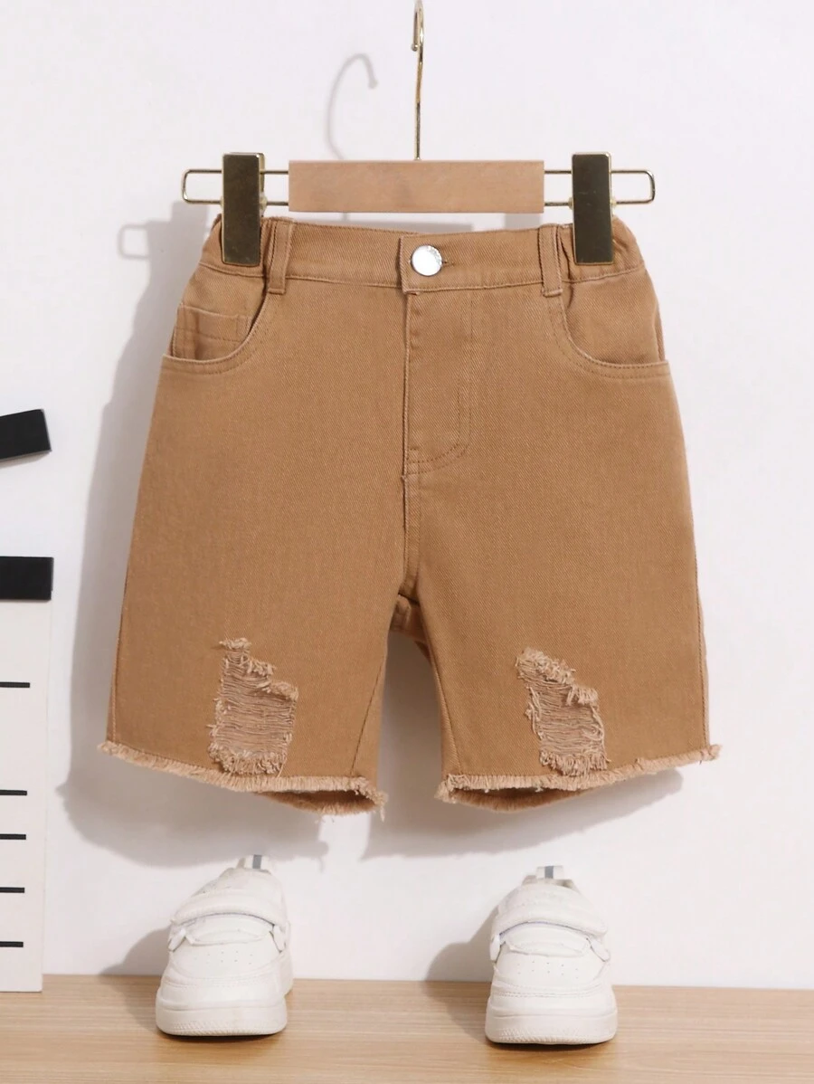 小男童破洞毛邊牛仔短褲