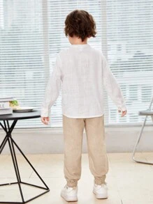 SHEIN 年輕2入組/套刺繡小立領長袖編織上衣和運動褲不附帶彈性 - 彩色 - 查看 2