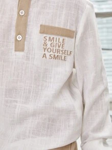SHEIN 年輕2入組/套刺繡小立領長袖編織上衣和運動褲不附帶彈性 - 彩色 - 查看 6