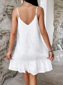 SHEIN VCAY Vestido de tirantes unicolor bajo con fruncido - Blanco - Ver 2