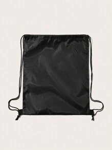 Studio Chunk 中号抽绳背包休闲蝴蝶和字母图案适合工作、学校、时尚蝴蝶包 - 黑色 - 查看 2