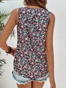 SHEIN Frenchy 碎花鎖眼領口背心上衣