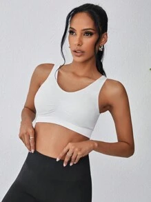 RueChic Solid Ruched Crop Tank Top - White - View 4