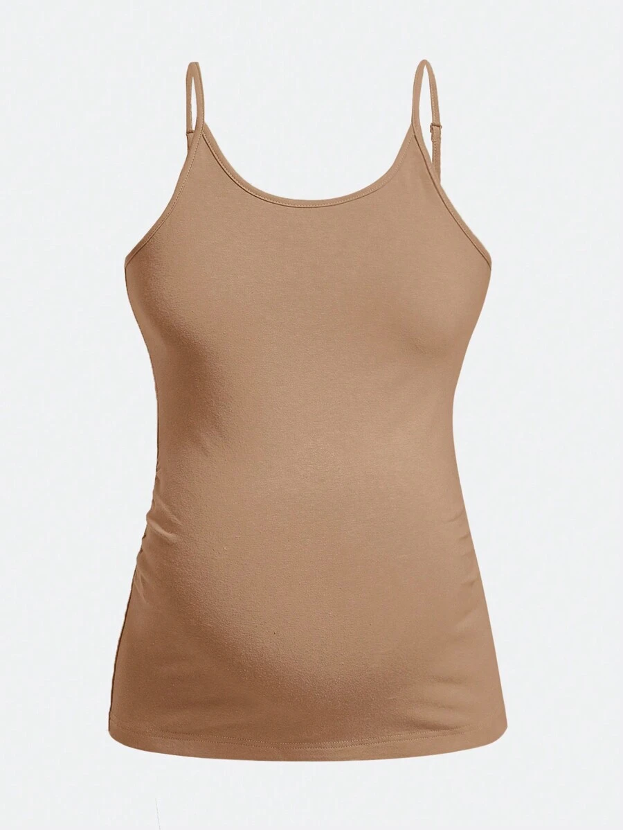 SHEIN 孕婦素色吊帶上衣 - 杏色 - 查看 1