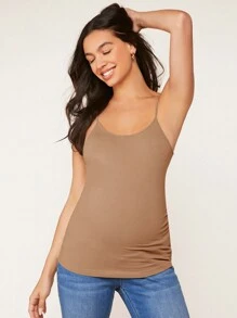 SHEIN 孕婦素色吊帶上衣 - 杏色 - 查看 2