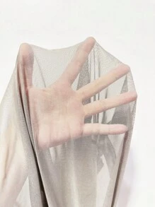 Drop Shoulder Sheer Mesh Top & Shorts PJ Set / Pajama Set Without Liner - Grey - View 7