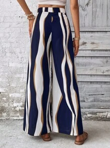 SHEIN VCAY Quần nữ Thắt lưng Thắt nơ trước Khối Màu Boho - Nhiều màu - Xem 2