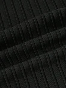 SHEIN EZwear Lettuce Trim Bandana Hem Crop Tube Top & Flare Leg Trousers - Black - View 4