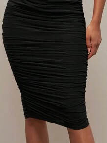SHEIN BAE Robe Moulante Bustier À Ruché En Tulle