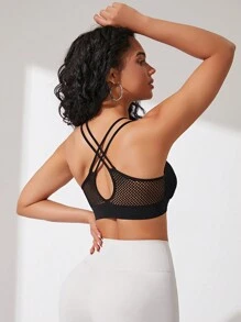 Áo lót thể thao Nữ Hội Chữ thập màu trơn - màu đen - Xem 1