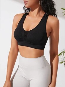 Áo lót thể thao Nữ Hội Chữ thập màu trơn - màu đen - Xem 2