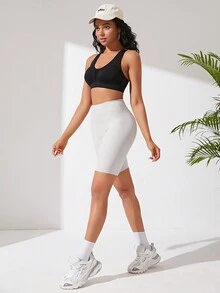Áo lót thể thao Nữ Hội Chữ thập màu trơn - màu đen - Xem 3