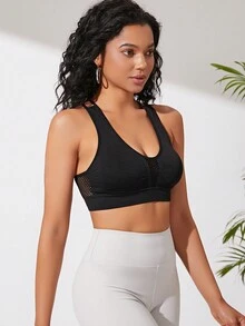 Áo lót thể thao Nữ Hội Chữ thập màu trơn - màu đen - Xem 4