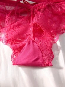 5入組花邊蝴蝶裝飾前扣內褲女性內衣 - 彩色 - 查看 3