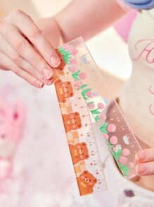 ROMWE Kawaii 2pcs Ruler, Cute Cartoon Bear & Floral Graphic Ruler, School - Multicolor - View 1