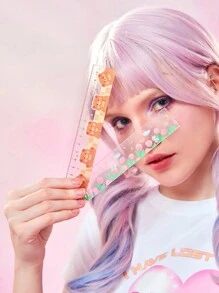 ROMWE Kawaii 2pcs Ruler, Cute Cartoon Bear & Floral Graphic Ruler, School - Multicolor - View 2