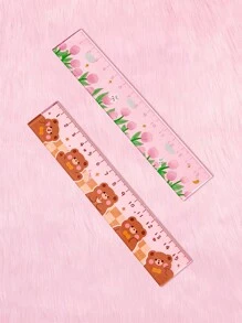 ROMWE Kawaii 2pcs Ruler, Cute Cartoon Bear & Floral Graphic Ruler, School - Multicolor - View 4