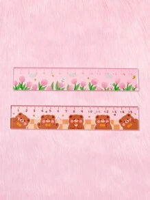 ROMWE Kawaii 2pcs Ruler, Cute Cartoon Bear & Floral Graphic Ruler, School - Multicolor - View 5