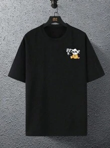 Manfinity EMRG 男士大碼卡通和字母圖案T恤 - 黑色 - 查看 4