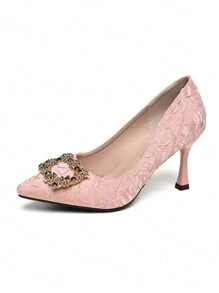 女士們'粉色高跟鞋帶水鑽裝飾用品 - 淺粉色 - 查看 4