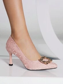 女士們'粉色高跟鞋帶水鑽裝飾用品 - 淺粉色 - 查看 5