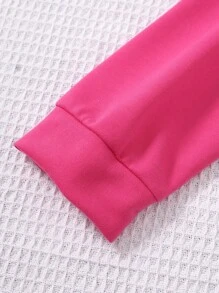 SHEIN Tween Girl Two Tone Drop Shoulder Sweatshirt - Pink - View 5