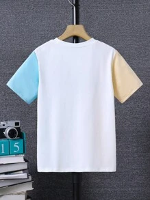 SHEIN Boys Letter Graphic Colourblock Tee - Multicolor - View 2