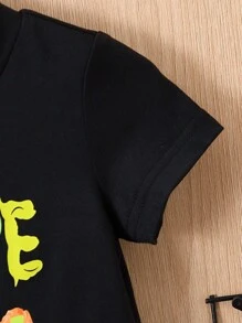 男嬰熊和字母圖案T恤和運動褲 - 黑色 - 查看 5