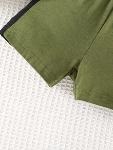 嬰兒恐龍骷髅圖案背心上衣和短褲 - 軍綠色 - 查看 6